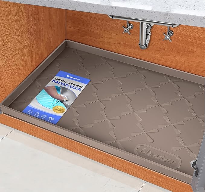 SIKADEER 31" x 19" Under Sink Mat Waterproof, Silicone Mat Kitchen Drawer Shelf and Cabinet Liner, Sink Protector for Kitchen Organizers and Storage, Boot Tray Pet Food Mats