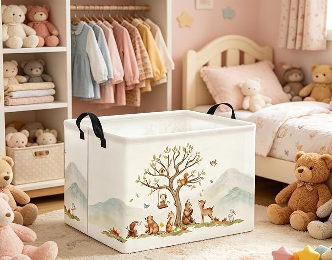 Kids Baby Storage Basket for Boy and Girls - Gift Basket Empty Book Shelf - Rectangular Animal Room Decor for Bedroom Bathroom