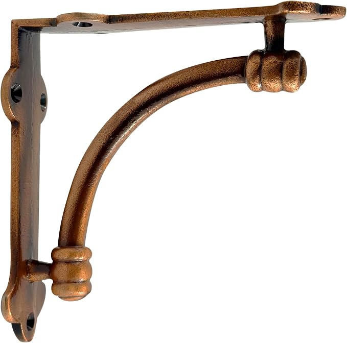 NACH Decorative Shelf Brackets, 4 Pack of 5.25 x 1.25 x 5.25 inch Copper Cast Iron Shelf Brackets - Decorative Brackets for Mounting - Industrial Style Brackets