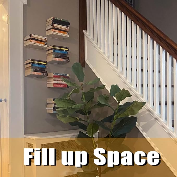 Eapele Floating Book Shelves, White Dove Color Coated, Steel Constructed Hidden Bookshelf with Mounting Hardware (6pcs)