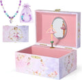 Ballerina Music Box for Girls, Swan Lake Musical Jewelry Box Organizer with Spinning Ballerina, Kids Jewelry Storage Case with Jewelry Set, Birthday for Toddler Girls