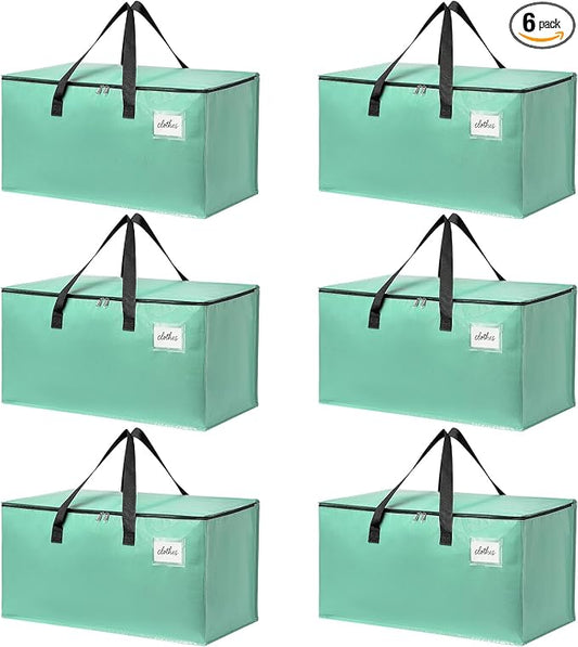 Moving Bags Heavy Duty Mint Green – Large Packing Bags for Moving, Extra Large Storage Totes with Zippers and Handles