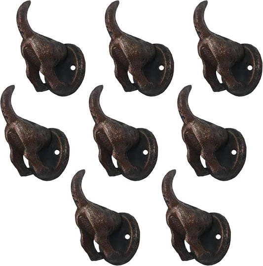 Lulu Decor, 100% Cast Iron Dog Tail Heavy Duty Hooks, Key Holder, Coat Decorative Hooks for Dog Lovers - Wall Mount Leash Holder for Wall Storage - Stylish (8 pcs)