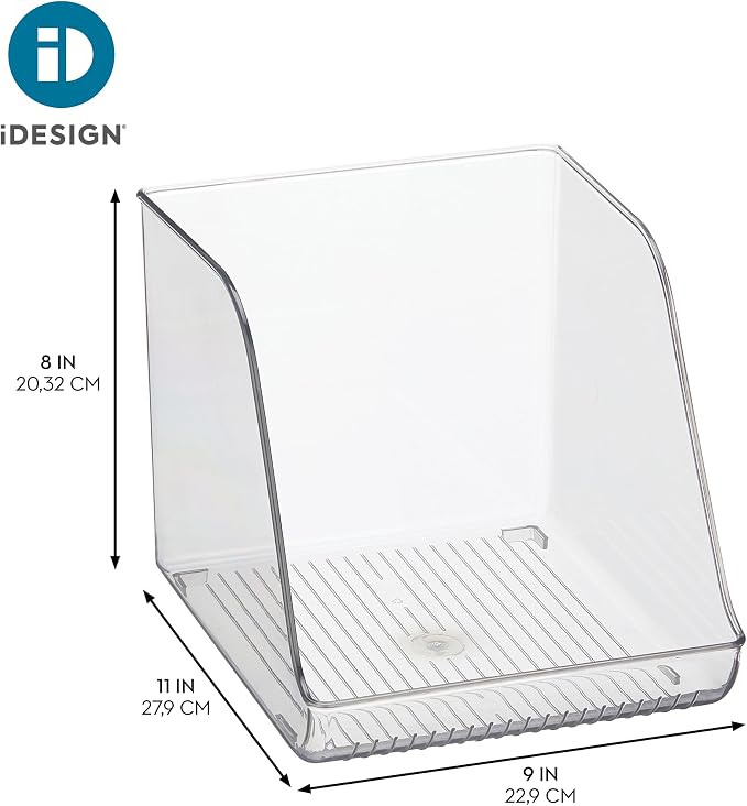iDesign Plastic Water Bottle Organizer for Fridge, Clear, 2-Pack | Bottle Holder, For Kitchen and Pantry