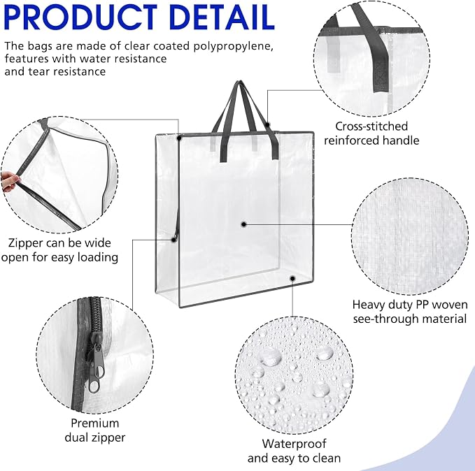 8 Pcs Clear Wreath Storage Bags 26 Inch Garland Container Door Garland Holiday Wreath Storage Holder with Handle and Zipper Heavy Duty Plastic Packing Totes(Gray)