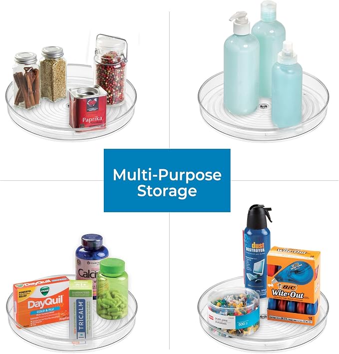 iDesign 9-Inch Lazy Susan Organizer | Small Turntable, For Cabinet or Pantry, Clear