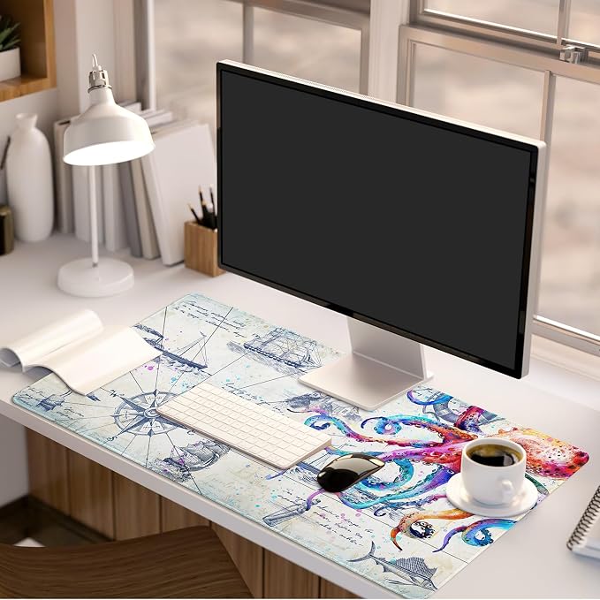 Lokigo Gray Desk Mat for Desktop Cool Gaming Mouse Pad, Computer Mat for Keyboard and Mouse, Office Desk Mat, Waterproof Non-Slip Gaming Mouse Pad for Men Boys, 31.5"x11.8"