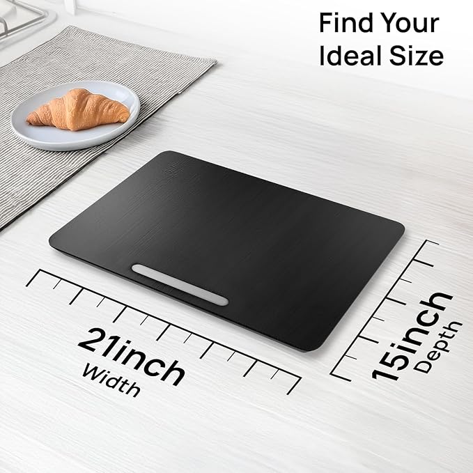 Ibyx Elegant Appliance Slider - Sliding Tray for Coffee Maker & Heavy Kitchen Appliances, Easy Slide, Made of Premium Bamboo, Space-Saving Kitchen Organizer, 40 lb Capacity, Black - 21 x 15 Inch