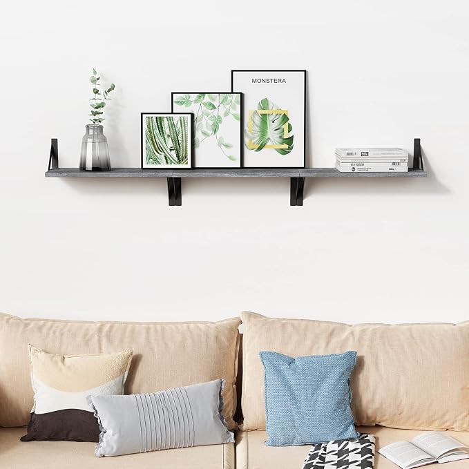 Forbena Grey Floating Shelves for Wall Decor Set of 3, Floating Book Shelves for Bedroom Living Room Classroom Library Office, Wall Mounted Shelf for Kids Room Christmas Decor (Rustic Gray)