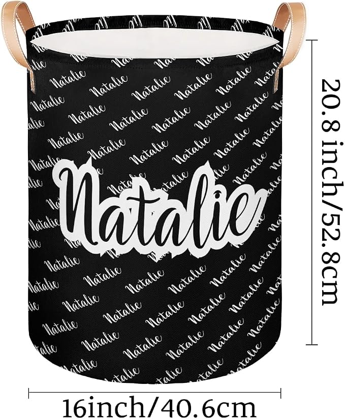 Personalized Laundry Basket, Custom Gift Laundry Hamper, Collapsible Nursery Waterproof Laundry Baskets, Dirty Clothes Toy Hamper with Handles Name Black