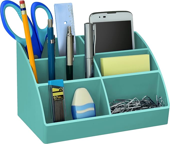 Acrimet Desktop Organizer - Easy Organizer Caddy Holder for Office, Home and School use (Plastic) (Solid Green Color) | 960.6 Tilt Design, Scrunch Holder & Stationery Accessories