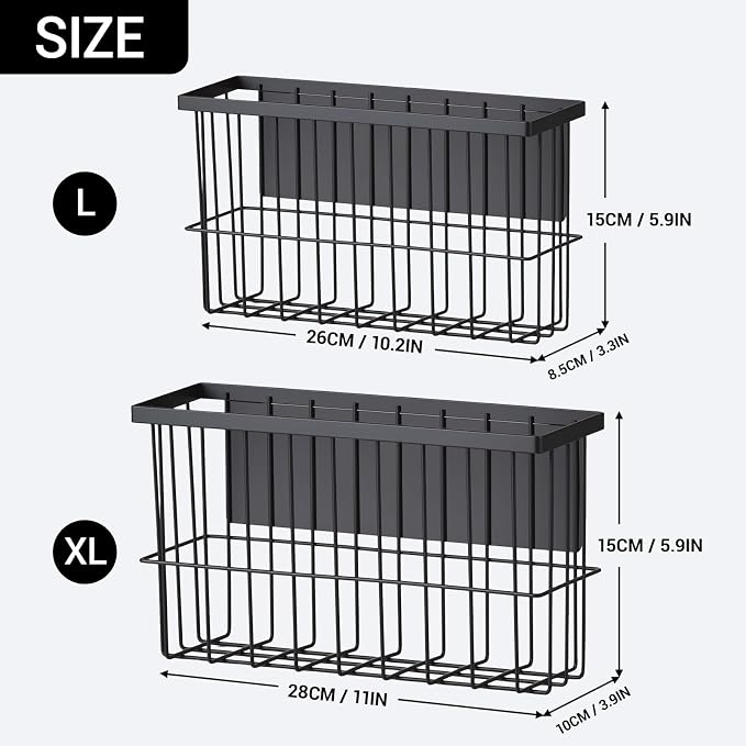 FAMNONE 2-Pack Magnetic Basket for Dryer Balls, Laundry Room Organizer | Metal Dryer Ball Holder, Magnetic Lint Bin, Fridge Basket, Washer Dryer Organizer for Kitchen, Laundry