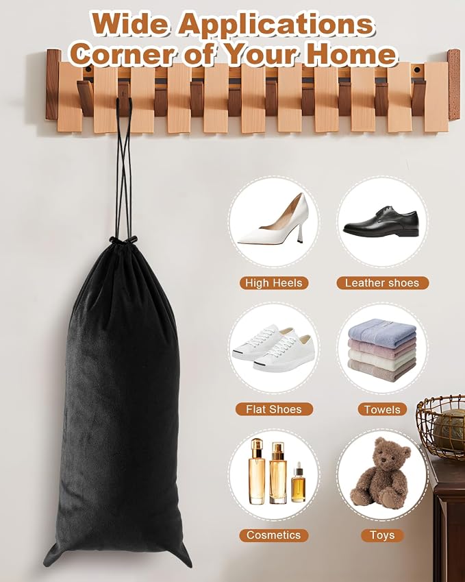 4 Pcs Single Shoe Bags for Travel, Velvet Bag, Black Beauty, 17.3x8.6 Inch | Washable & Reusable Travel Shoe Bags, Dustproof Shoe Bags with Drawstring Closure, Suitable for Travel, Home Storage