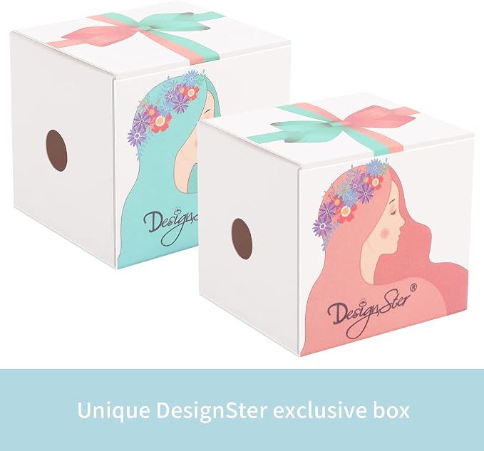 DesignSter Hexagon Velvet Ring Box - Premium Gorgeous Vintage Double Ring Display Holder with Detachable Lid for Proposal, Engagement, Wedding, Ceremony (Mint green)