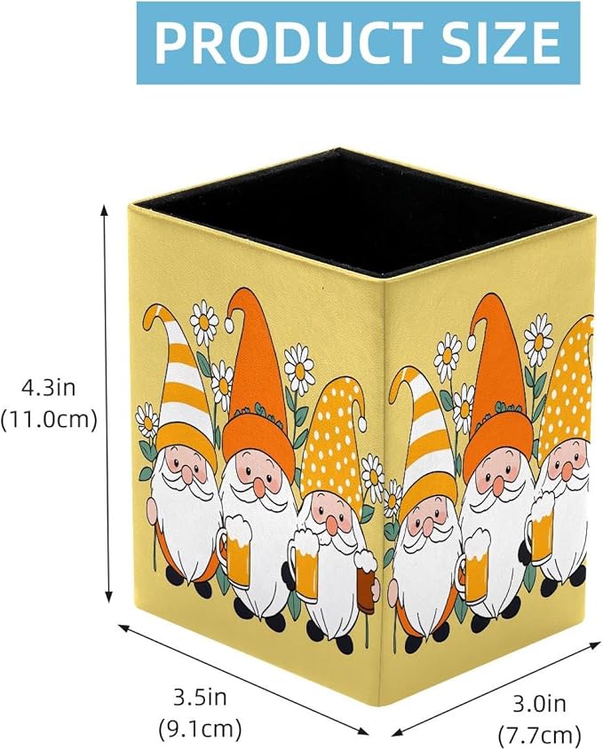 Pen Holder for Desk, Gnomes Daisy Flower Pencil Holder, Pen Cup Functional Desk Organizer for Office Supplies