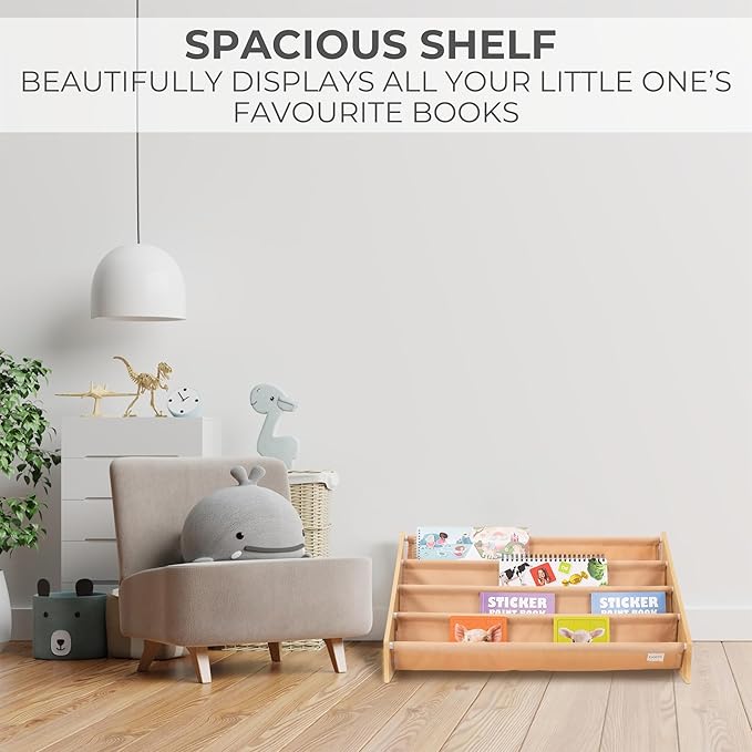 ZICOTO Decorative Wooden Bookshelf for Kids Rooms - Keeps Plenty of Books Neatly Organized & Within Reach for Toddlers - Easy Install Montessori Book Shelf for Baby's Bedroom or Playroom Decor