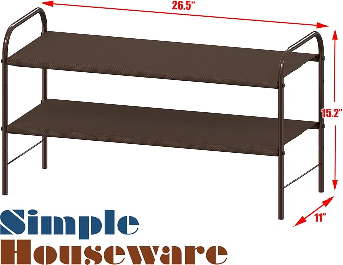 Simple Houseware 2-Tier Shoe Rack Storage Organizer, Bronze
