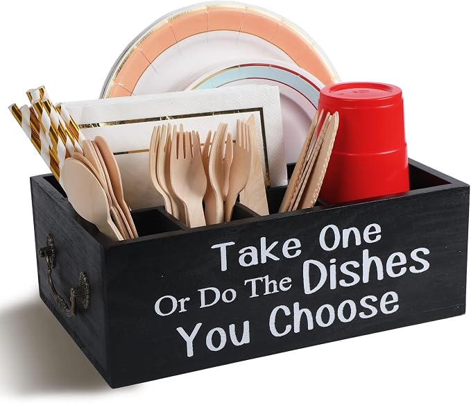 Small Paper Plate Holder,Utensil Caddy Organizer for Countertop