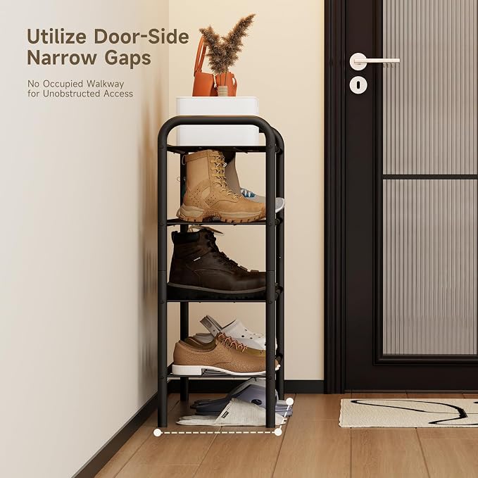 Shoe Rack,Long Shoe Organizer for Closet,Wide Shoe Storage for Entryway, 4 Tier Sturdy Metal Free Standing Shoe Shelf