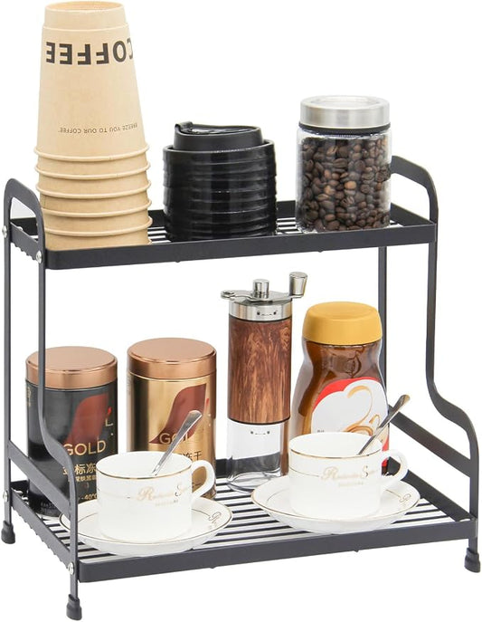 2-Tier Metal Countertop Organizer – Standing Shelf for Bathroom Vanity, Kitchen Spice Rack, Under Sink Storage, Cosmetics Display