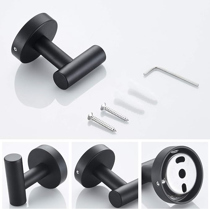 MARMOLUX ACC - Towel Hook Black Bathroom Single Coat Hooks Bath Kitchen Small Hand Towel Holder Hat Door Hanger Rack Home Storage Stainless Steel Bathroom Hardware Set Wall Mount Matte Black