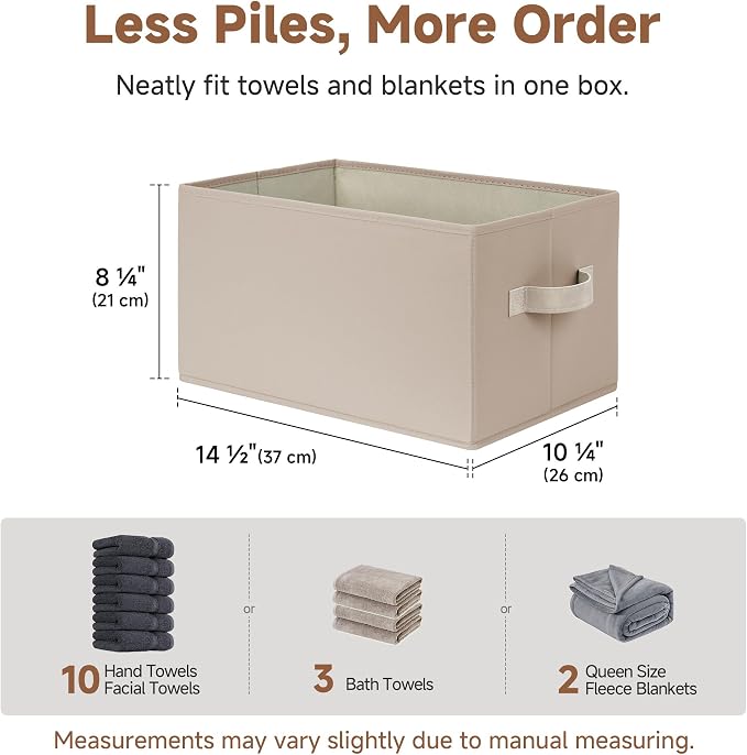 StorageWorks Closet Organizer Storage Baskets, Fabric Storage Bins for Shelves, Closet Organization and Storage Basket, Organizer Bins, Light Brown, 3-Pack, Large