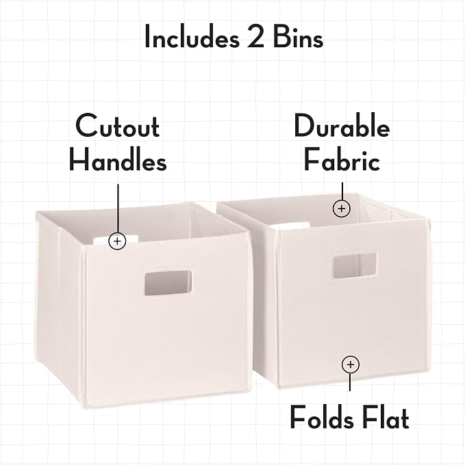 RiverRidge Kids 2pc Fabric Collapsible Storage Cube Organizers with Handles for Playroom Organization - Cream