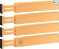 Drawer Dividers - 2.6 Inches High, Adjustable 16 to 22 Inches Bamboo Drawer Organizer, Large Expandable Separator for Clothes, Dresser, Bedroom, Bathroom, Baby, Office, Kitchen Utensils, 4PK, Natural