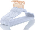 MIZGI Premium Velvet Hangers (50 Pack) Heavy Duty - Non Slip Felt Hangers - Velvet Suit Hangers Light Blue - Rose Gold Hooks,Space Saving Clothes Hangers