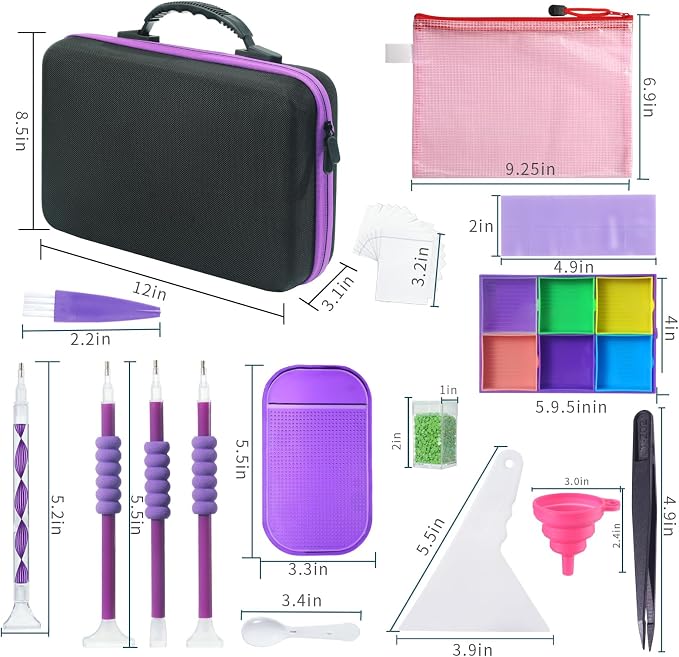 Douorgan Diamond Painting Storage Containers Diamond Painting Accessories and Tools Portable Organizer Shockproof Diamond Art Storage Case Jewelry Beads Storage Box (54 Square Jars)
