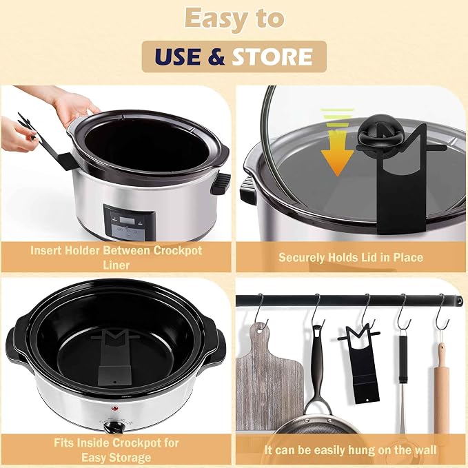 Slow Cooker Lid Holder - for Crock Pot Stainless Steel Pot Lid Stand | Stand Space-Saving Burn-Proof Organizer for Housewives & Busy Office Workers, Keeps Countertops Clean