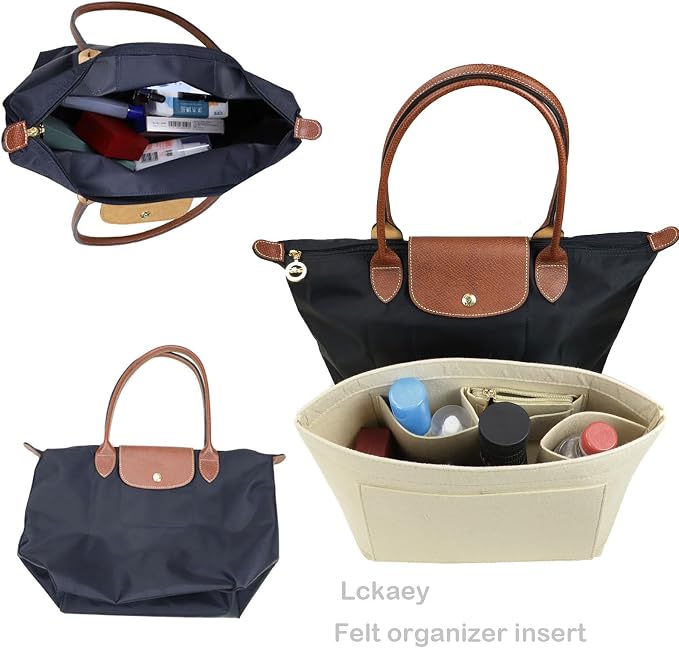 Lckaey Purse Organizer Insert for Le Pliage Handbag tote bag Insert Organizer1012khaki-L