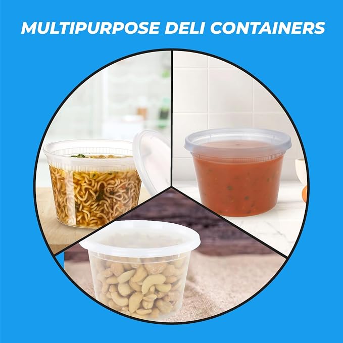 Deli Containers with Lids, Food Storage Containers with Lids 16 oz (16 oz - 48 Sets)