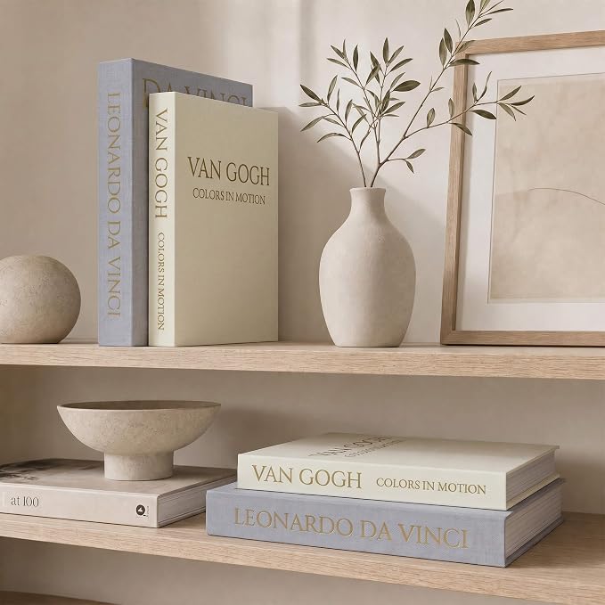 MAOBUYOU Decorative Linen Book Set of 2, Faux Book Storage Box, Coffee Table and Bookshelf Decor