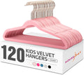 HOUSE DAY Velvet Kids Hangers 120 Pack, Premium Children Hangers for Closet, Slim Cute Clothes Hanger, Non Slip Kid Felt Hanger 14 Inch, Small Size for Toddler Clothes, Blush Pink