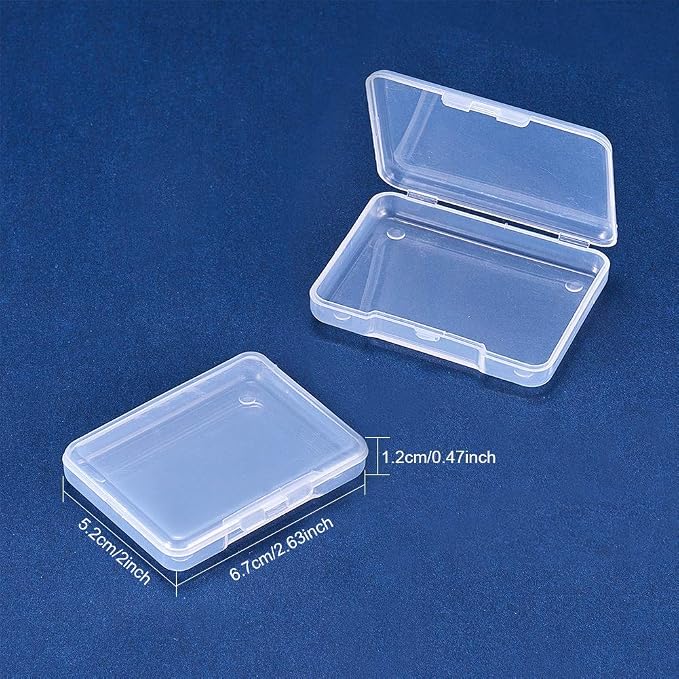 BENECREAT 18 Pack 2.63x2x0.47 Inches Rectangle Clear Plastic Bead Storage Containers Box Drawer Organizers with lid for Items,Earplugs,Pills,Tiny Bead,Jewelry Findings