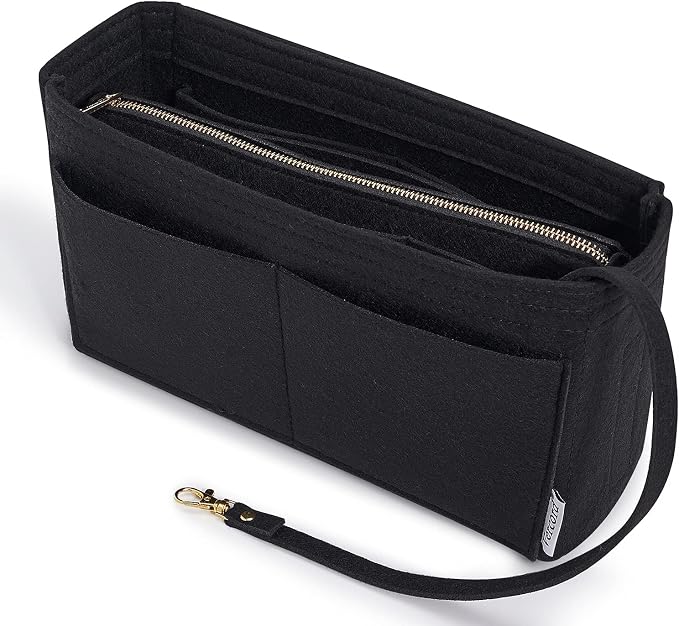 Vercord Felt Organizer Insert For Purse Handbag Tote Bag In Bag Inside Shaper Divider Neo Black Slender Medium
