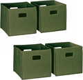 RiverRidge Folding Storage Bins with Handles Olive Cube Storage Organizer for Closet, Bedroom & Playroom - Closet Organizers and Storage Set of 4