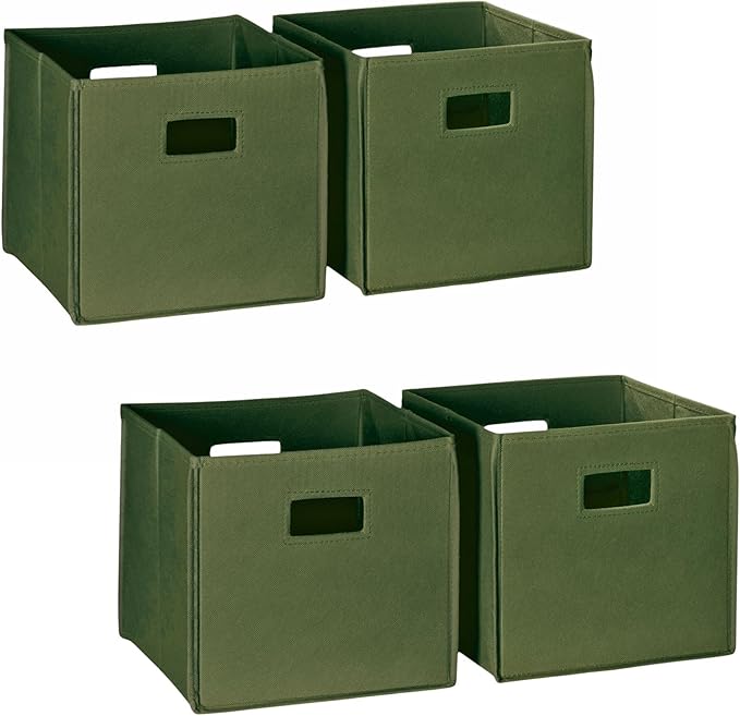 RiverRidge Folding Storage Bins with Handles Olive Cube Storage Organizer for Closet, Bedroom & Playroom - Closet Organizers and Storage Set of 4