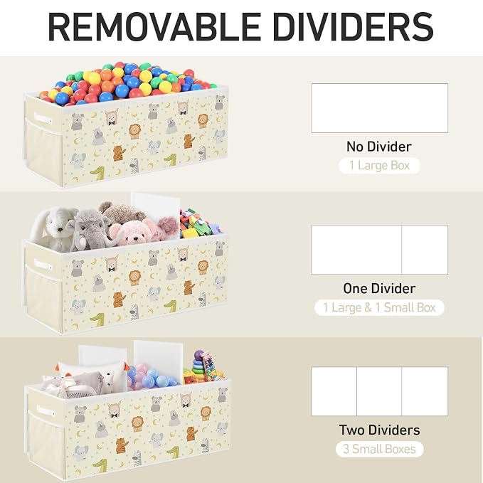 Extra Large Collapsible Toy Box with Lids, Sturdy Storage Organizer for Kids, 38"x16"x13" Toy Chest for Playroom, Nursery, Bedroom, Living Room (Pastel Animals)
