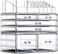 Cq acrylic 3 Pack Clear Makeup Storage Organizer,Stackable 6 Drawers Make Up Organizers,Cute Desk Organizer for Vanity Jewelry,Hair Clip,Beauty,Skincare Product Bathroom Counter Organizers and Storage