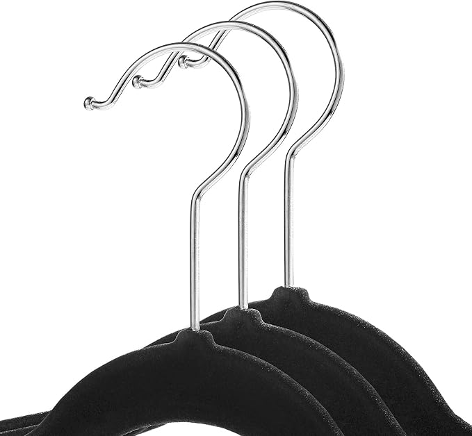 Casafield 100 Velvet Baby Hangers - 11" Size for Infant & Toddler Clothes - Black