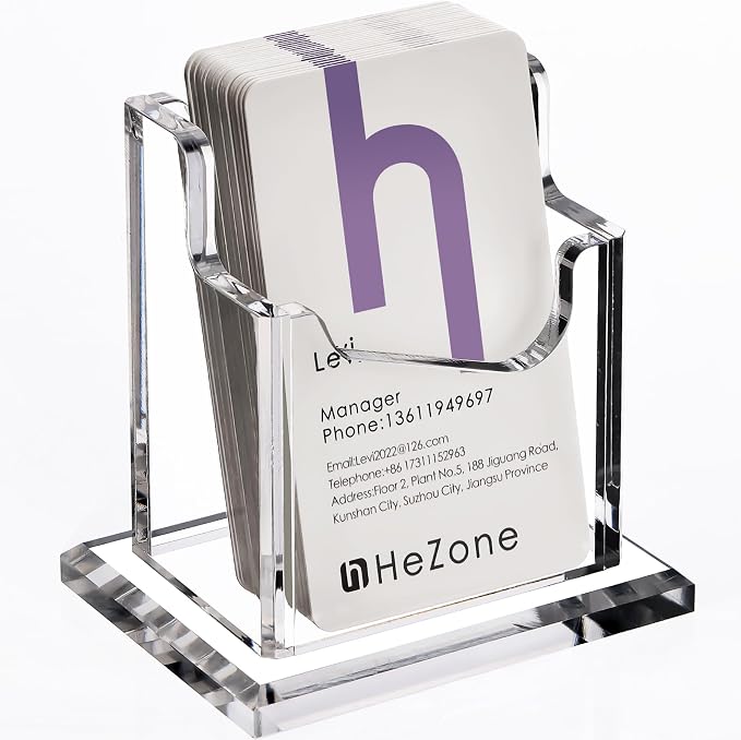 HeZone Vertical Business Card Holder Display for Desk 1 Slot Acrylic Business Card Stand Rack for Women and Men (1 Slot Vertical) for Exhibition,Home&Office