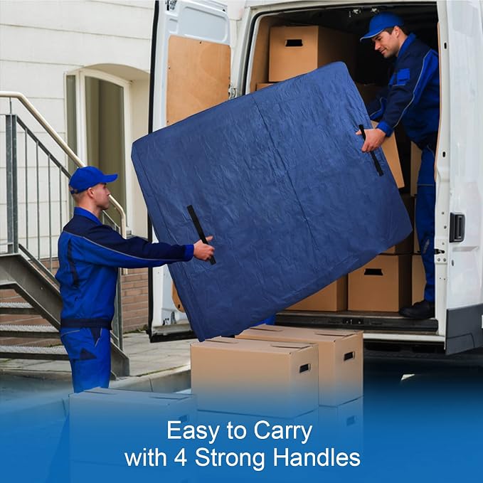 Mattress Bags for Moving and Storage,Waterproof Mattress Cover for Moving with Heavy Duty Handles, Strong Zipper, Reusable Mattress Storage Bag, Moving Supplies & Moving Bags,Full Size,Navy,2 Pack