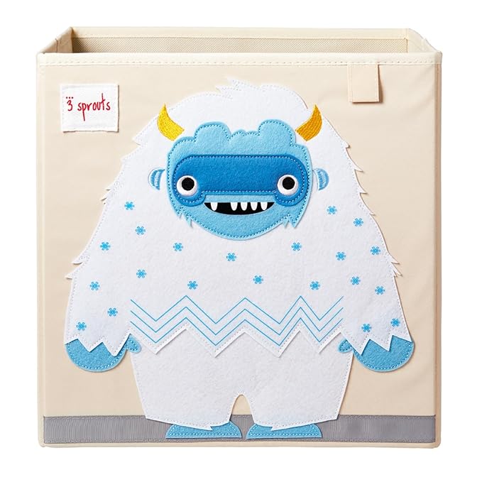 3 Sprouts Toy Storage Organizer: Toy Box Cube Organizer for Playroom, Nursery - Foldable Storage Bin - Yeti