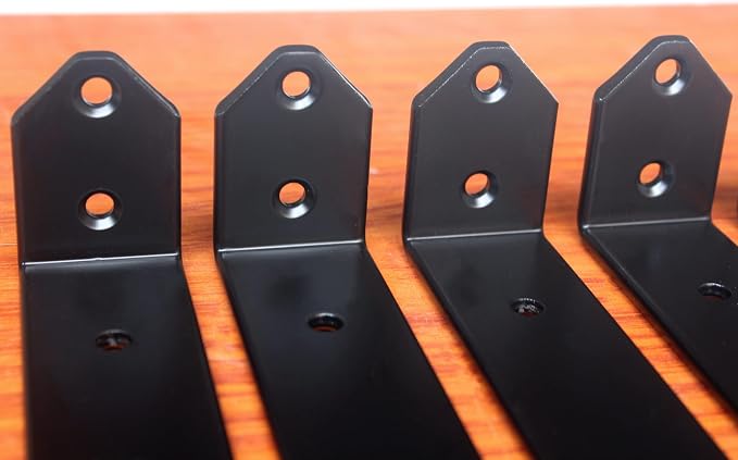 6 Pack - L 5" x H 2" x W1.5, 5mm Thick Black L Shelf Bracket, Iron Shelf Brackets, Metal Shelf Brackets, Floating Shelf, Shelf Supports with Screws Blind