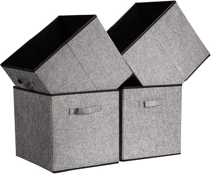 Cube Storage Bins, 13x15x13 inch Stroage Bin,4-Pack Large Storage Boxes with Handle for Organizing Shelf,Nurery,Home,Colset