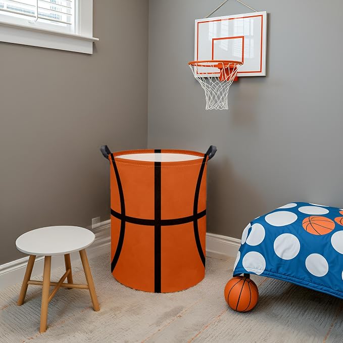 Basketball Kids Laundry hamper Baby Hamper for Nursery Boy and Girl Kids Cute Kids Toys Storage Bin Organizer Basketball Room Decor for Home(Basketball Pattern)