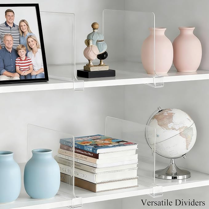 Acrylic Purse Organizer for Closet Shelf Dividers Organization Enthusiasts | Sturdy Shelf Dividers Closet Organizers for Clothes Towel Handbag - Clear Separators for Home Kitchen Office Space Saver
