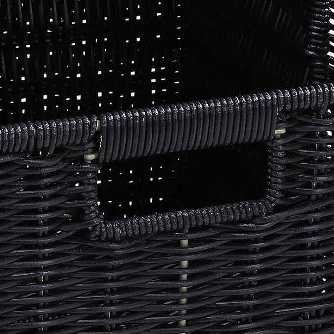 HOONEX Wicker Storage Baskets for Organizing, Decorative Woven Baskets for Storage with Carrying Handles, Set of 2, Black